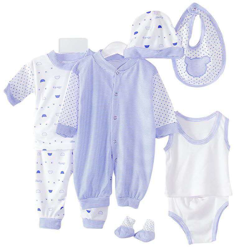 8pcs Newborn Kids Baby Clothing Outfits Tops + Pants 8pcs Set Pakaian