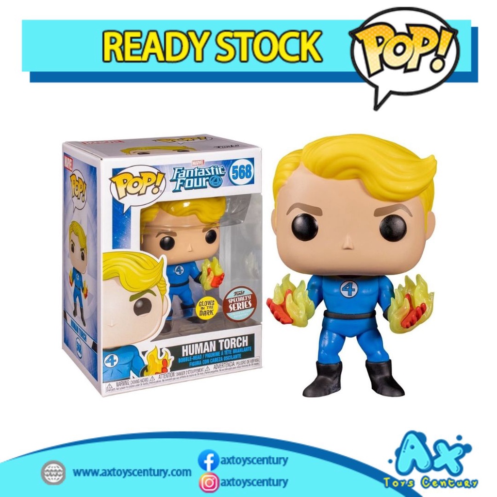 Funko Pop! Fantastic Four - Human Torch #568 GITD Specialty Series 100% Genuine