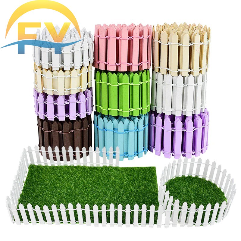 FY 90cm Wood Fence Wood Barrier Mini Landscape Fairy Garden Figurines Miniature DIY Handmade Craft Succulent Doll House