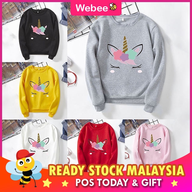 READY STOCKWEBEE BJ 4486 Top Long Sleeve Unicorn Sweater Shirt