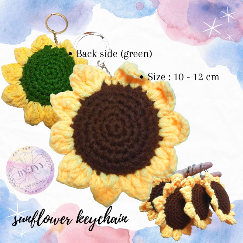 Tyy's // Cute Pinterest Big Sunflower Plush Keychain Aesthetic Crochet Handmade
