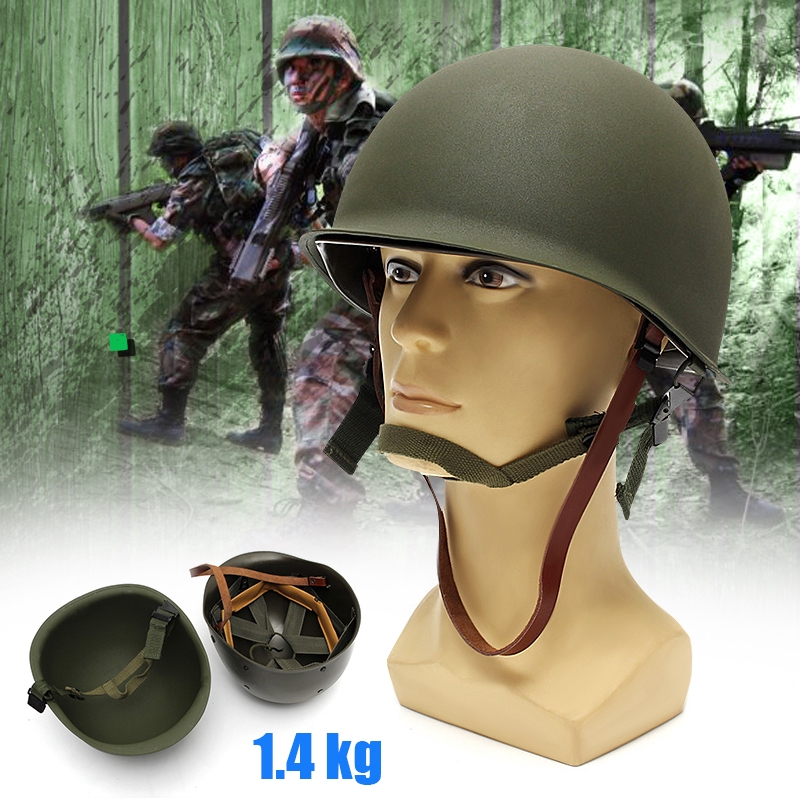 WW2 US Military Steel ABS M1 Helmet WWII Outdoor Army Headwear Equipmen