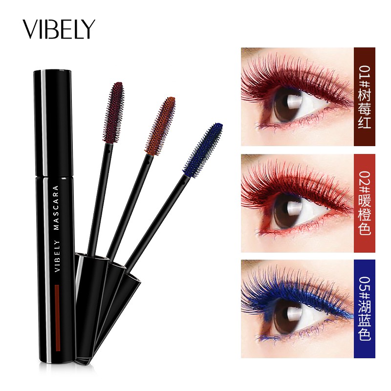 VIBELY Color mascara rich and thick curl no blooming 5 color colorful ...