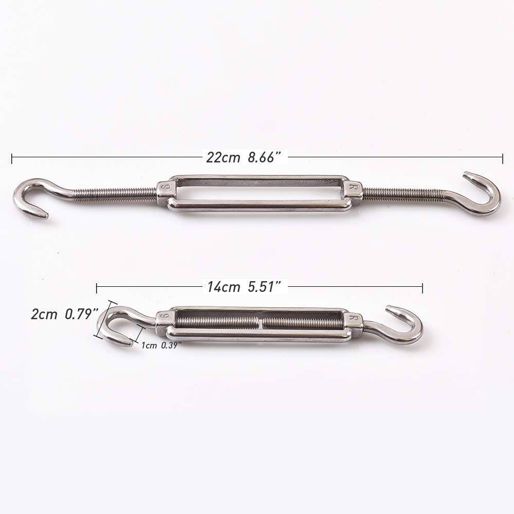 yulinwangluo 4Pcs Wire Rope Sling Tensioner M5 304 Stainless Steel Turnbuckle Screw Shade Sail Tensioner 