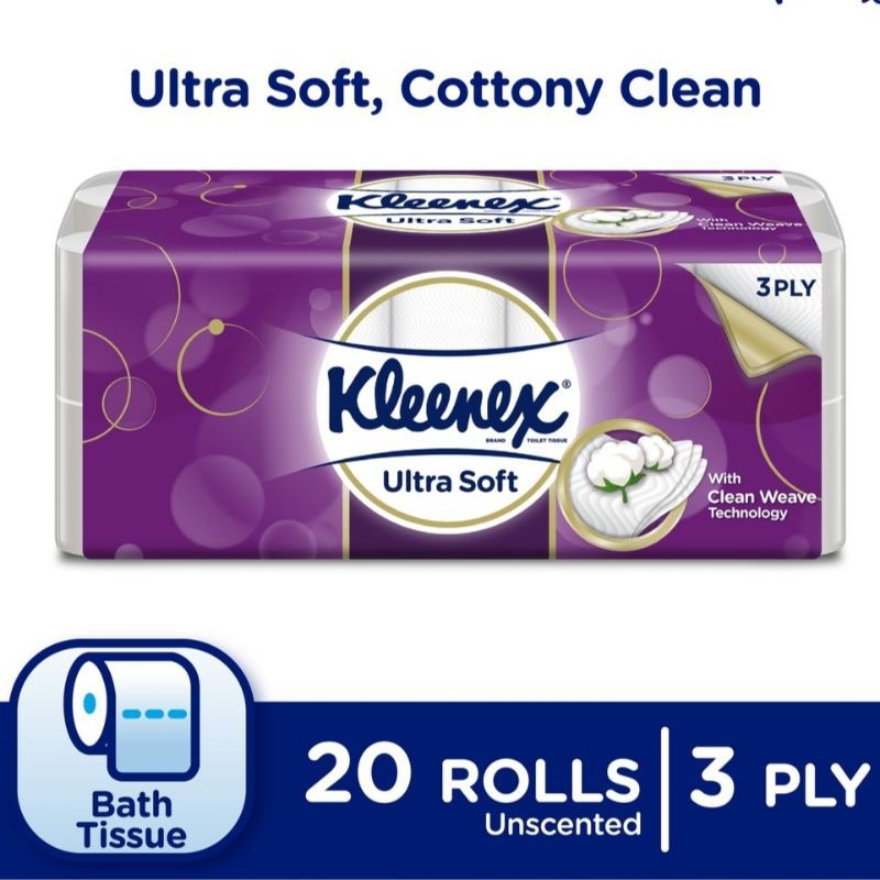 Kleenex Bath Tissue Toilet Roll Tissue Roll Clean Care Regular3 Ply