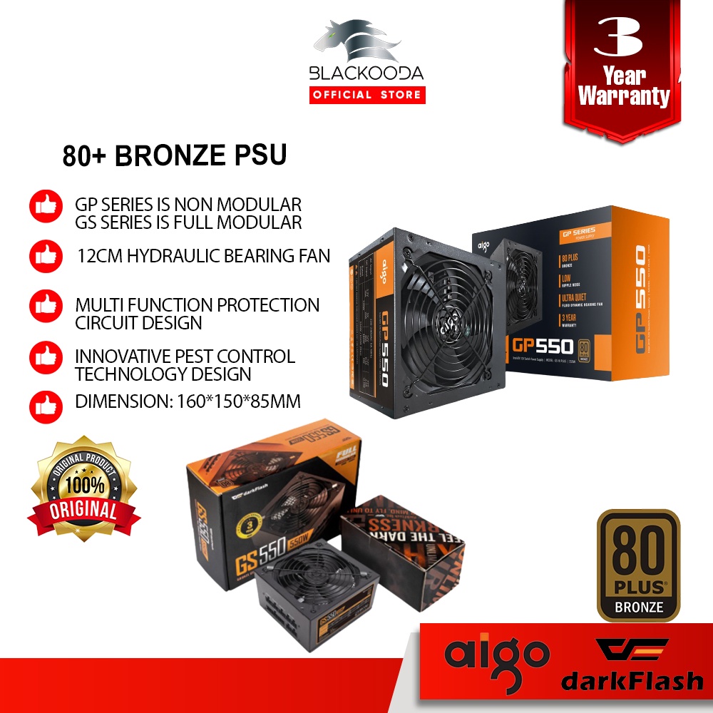 Aigo Gp550 550w Gp650 650w Gs550gs650gs750 80plus Bronze Power Supply Psu Shopee Malaysia 0176