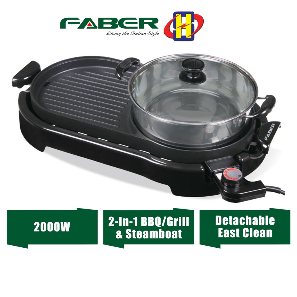 Faber Electric Grill And Steamboat (2000W) Detachable Easy Clean FBQ PARTY GRILL 899