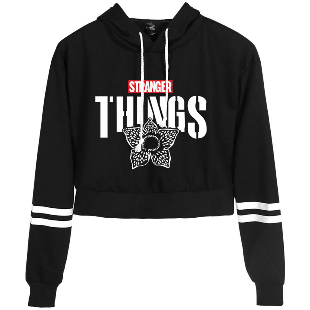 Women S Stranger Things Long Sleeve Letter Print Sweatshirt Crop