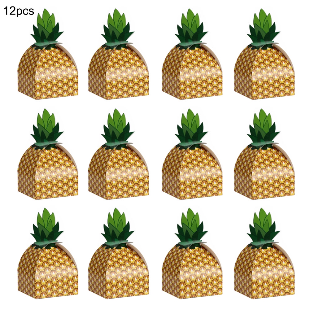 12pcs Paper Pineapple Candy Bag Gift Box Hawaii Birthday Wedding