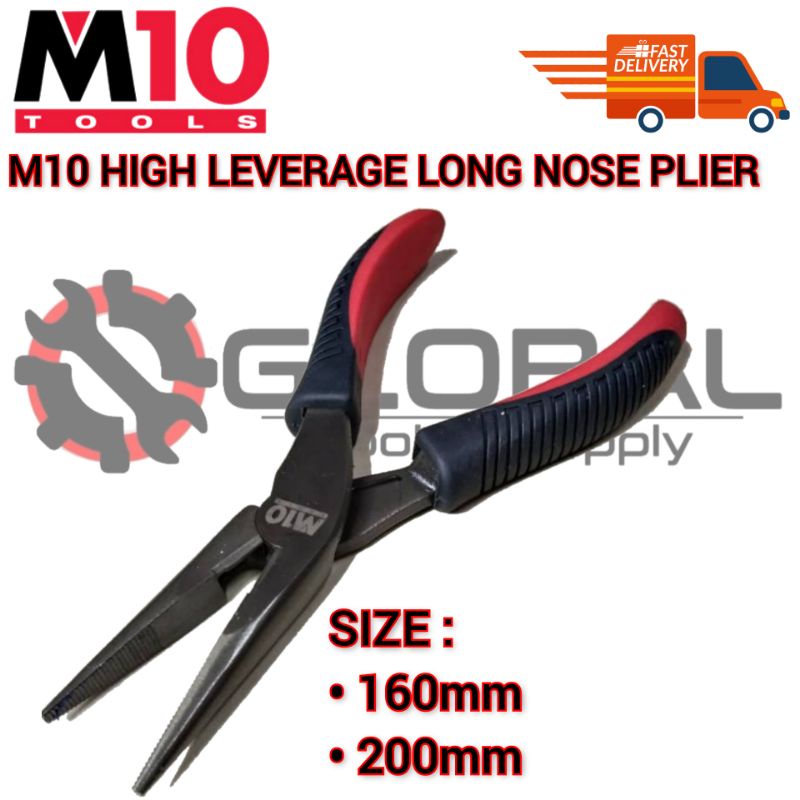 READY STOCK M10 TOOLS HIGH LEVERAGE LONG NOSE PLIER HEAVY DUTY (160MM / 200MM) BRAND SINGAPORE