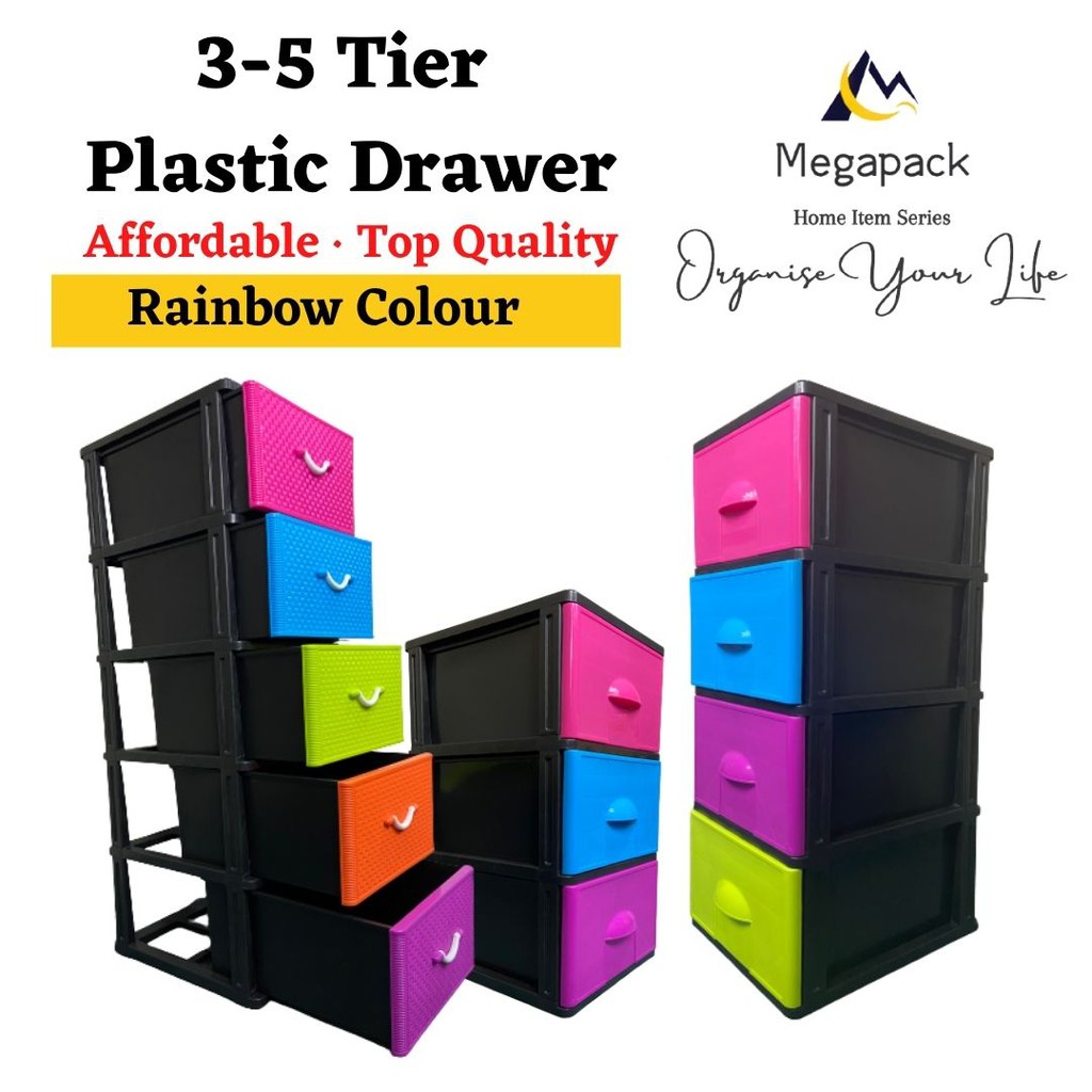 Almari Baju Plastik Drawer Cabinet Plastic Drawer Laci Plastik