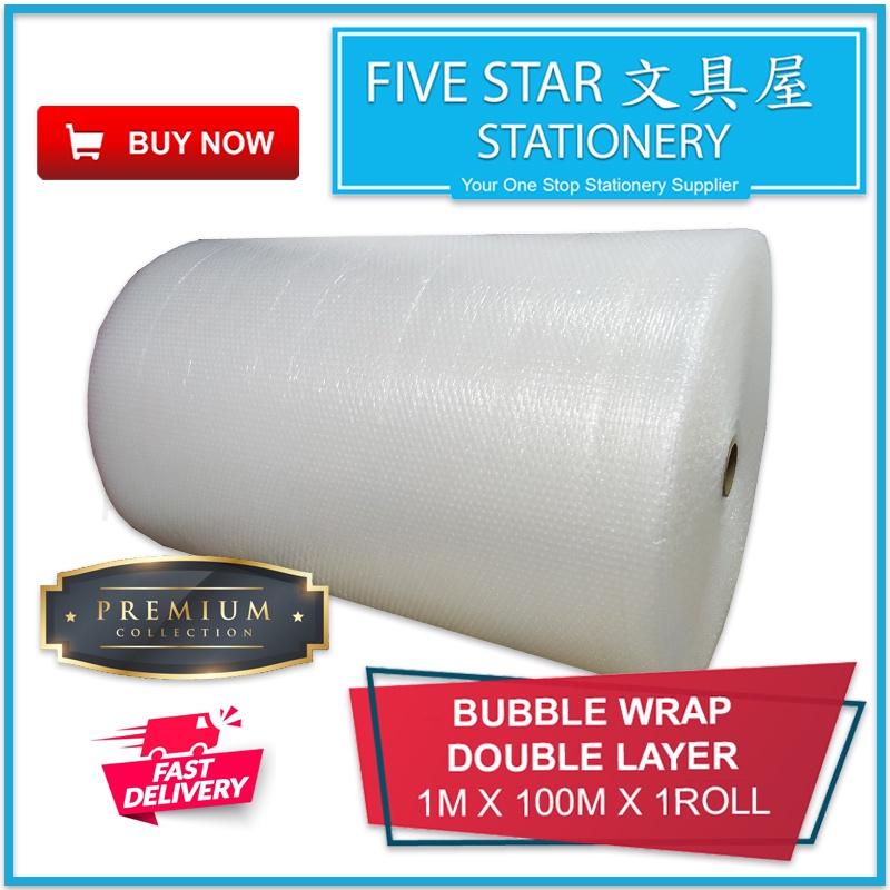 Bubble Wrap Double Layer 1m x 100m x 2 roll Online Retail Extra Strong Packaging Wrap Shipping Packing Fragile Protectio