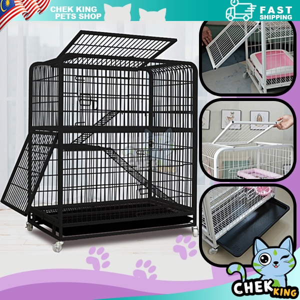 SQUARE TUBE 3 LEVEL WIDEN PET CAGE【READY STOCK】(93 X 56 X 112 CM 