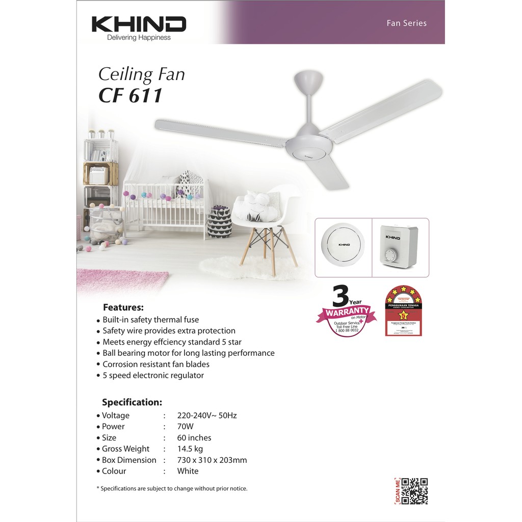 Khind Cf611 Lemax L760 Khind Cf615 60 Ceiling Fan Sirim Certified