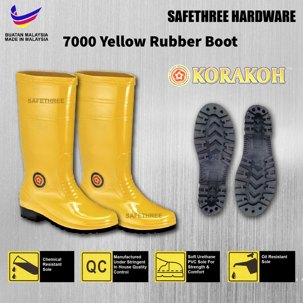 Korakoh 7000 Yellow Rubber Boot Industrial Plastic Shoes Colex