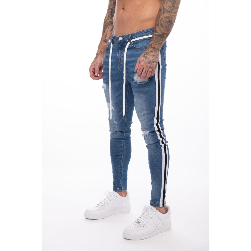 men's side stripe denim jeans