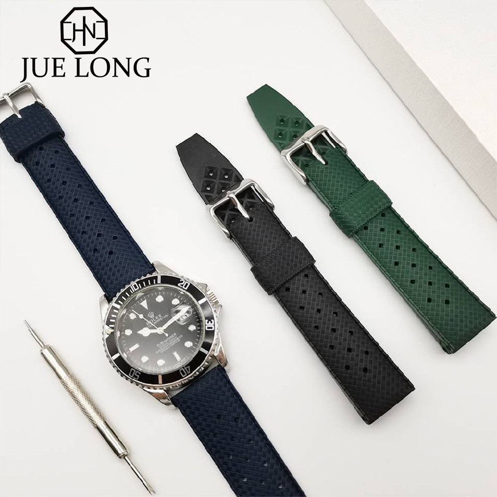 Premium Grade Tropic Rubber Watch Strap 20mm 22mm Black Blue Green