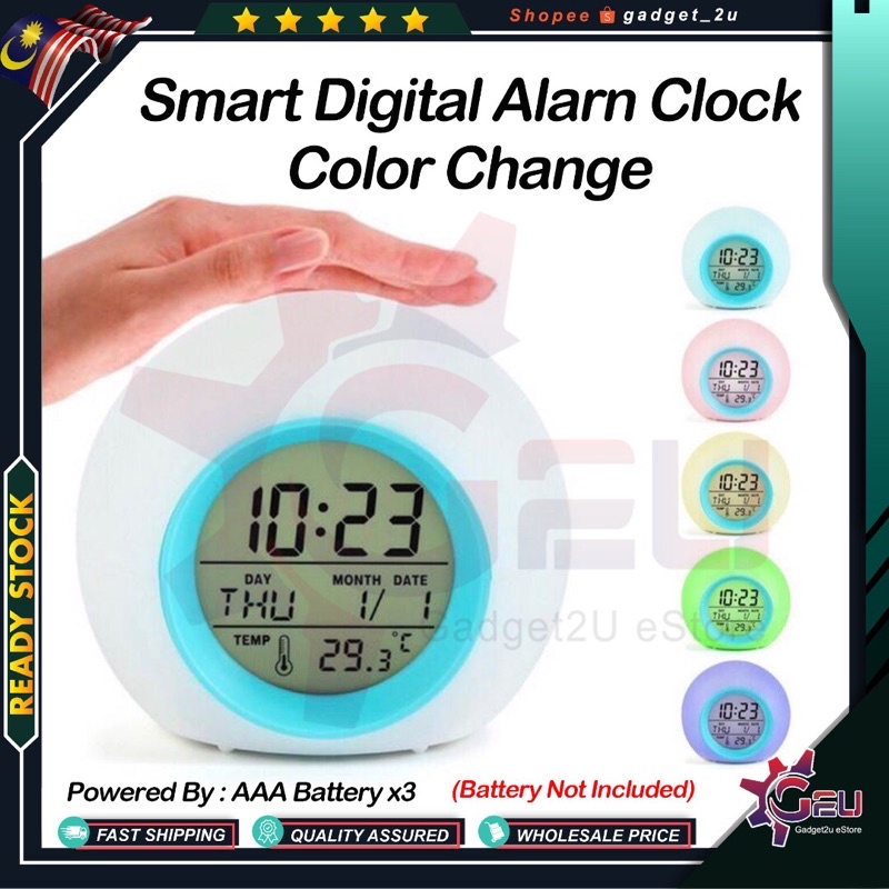 Color Change Digital Smart Digital Alarm Clock Glowing LED Shopee Malaysia