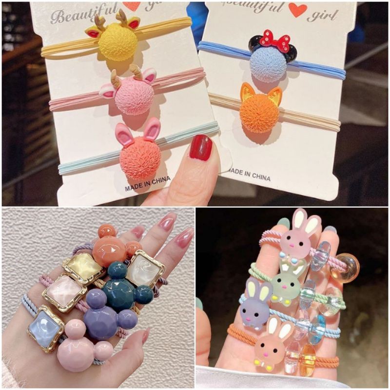 (15 in 1) Tali rambut ikat rambut 可爱发圈发绳 Cute Children hairties #Gift