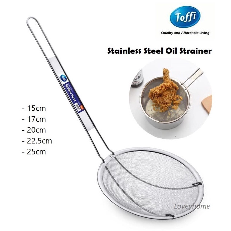 Toffi Stainless Steel Strainer Shallow Mesh Sieve Skimmer Oil Flour ...