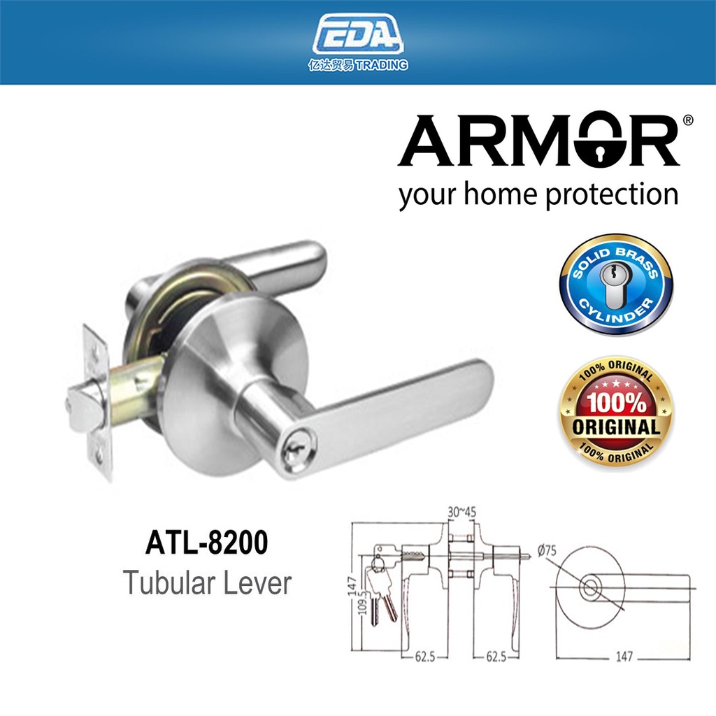 Armor ATL8200 Door Lock Handle Lockset Wooden Door Lock Shopee Malaysia