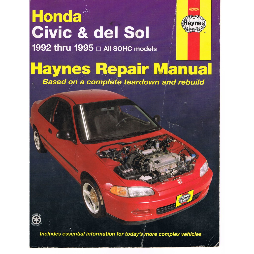 Honda Civic Haynes Manual SOHC (PDF/Softcopy) 1992 to 1995 