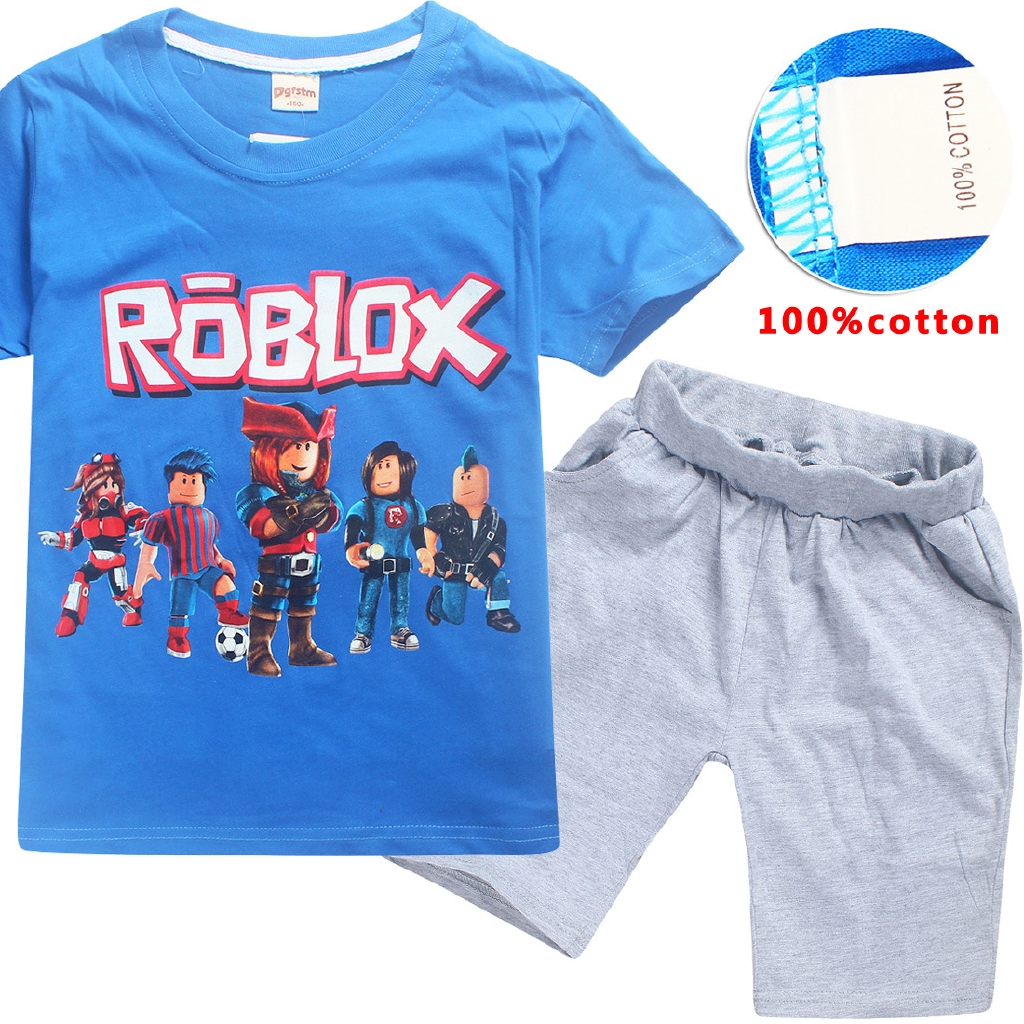 Roblox Kids Boys Short Sleeve T Shirt Cartoon Summer Printed Tee Shirts Cotton Baby Children Casual Tops Shopee Malaysia