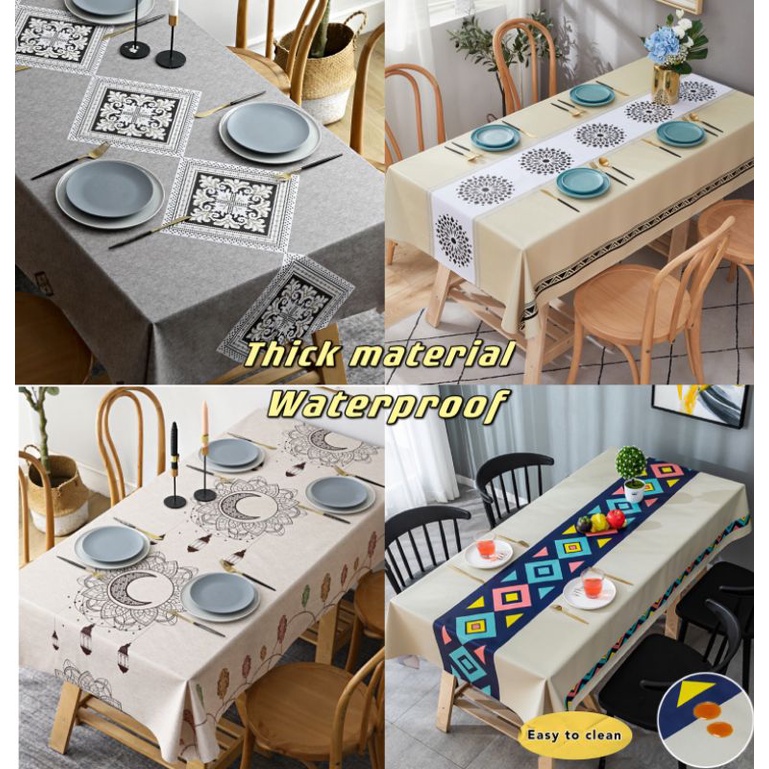 Waterproof Table Cloth PVC Table Cloth Rectangle Alas Meja Makan Kain ...