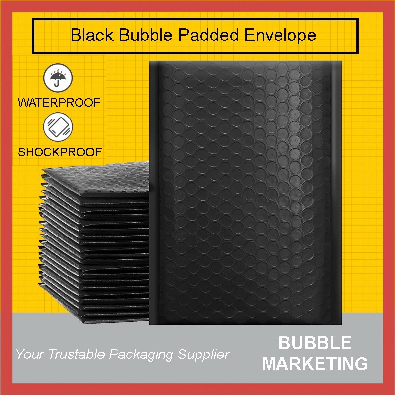 masterborong [Ready Stock] Black Bubble Mailer Envelope Black Matte
