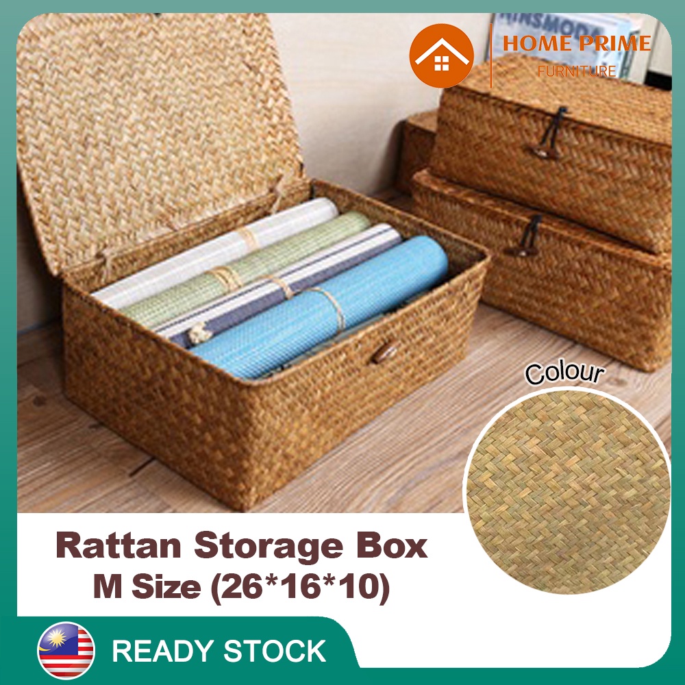 HP SO016 Rattan Storage Box (Available in 3 Size) Hand Woven Rattan Home Storage Basket / Decorative Box with Lid