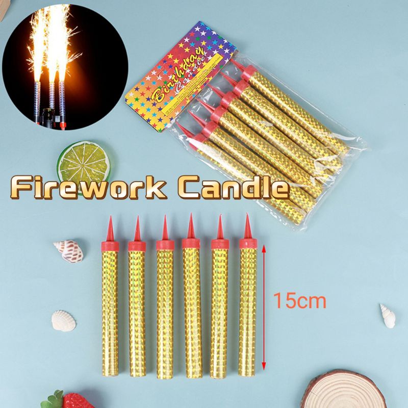 Mix Colour Firework Candle 15cm Lilin Bunga Api Gold Candle Party