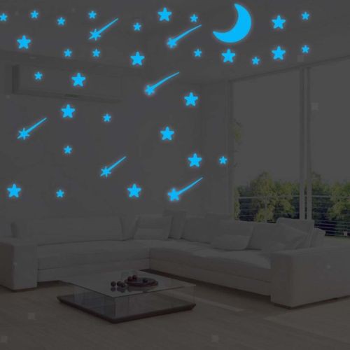 Chaolai Store Glow In The Dark Stars Moon Stickers Ceiling Wall Paper