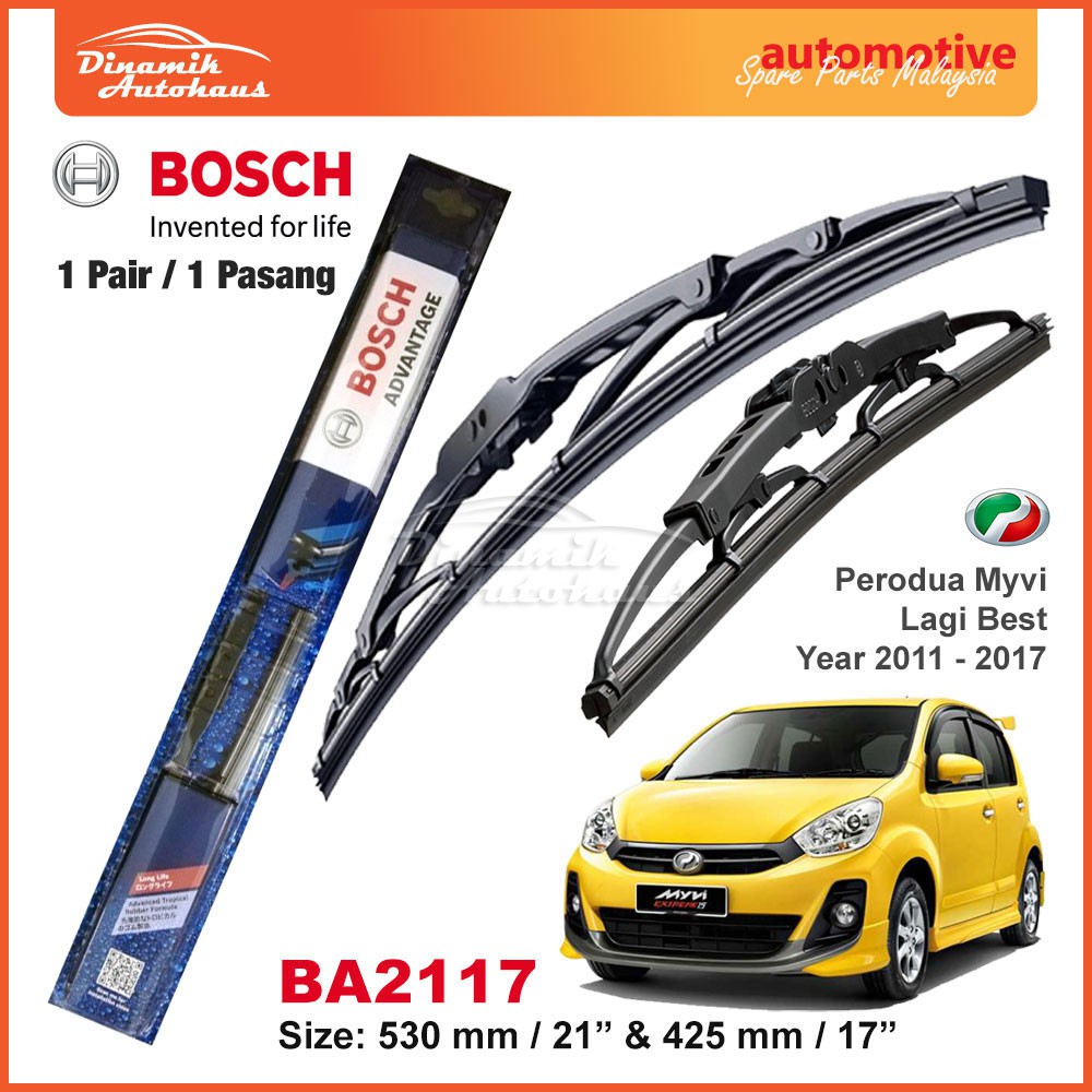 Perodua Myvi Lagi Best / Icon Year 2011 - 2017 Car Windscreen Wiper 21" / 17" - Bosch Advantage BA2117