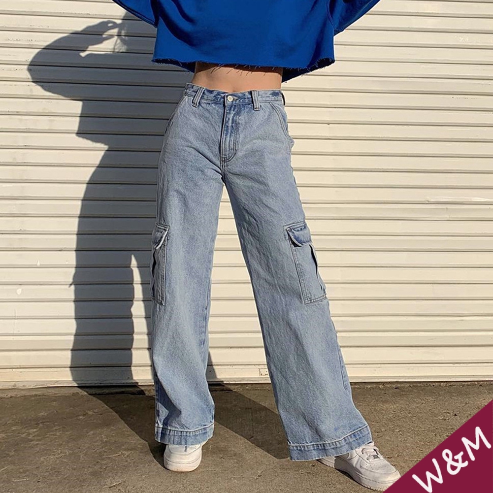 denim cargo jeans womens