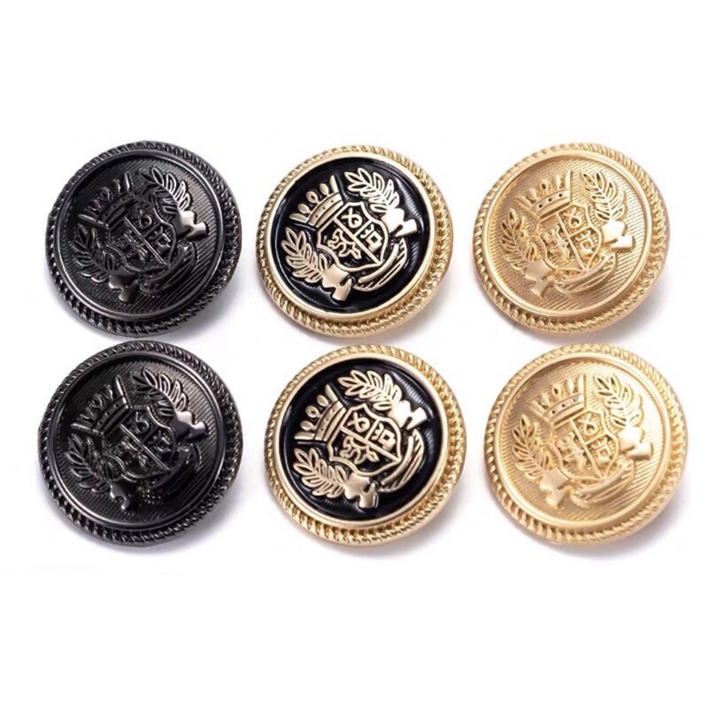 10 Pieces 15/20/25mm College Style Vintage Sewing Buttons Handicraft Accessories Gold Black Fashion Round Metal Buttons for Clothing