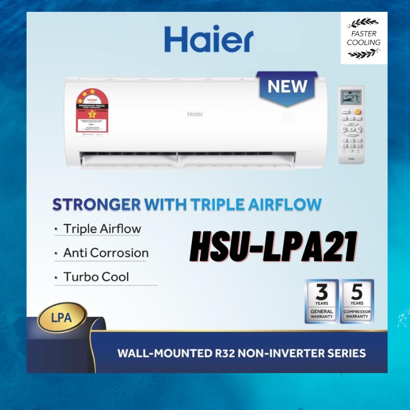 Hp Hsu Lpa Haier R Non Inverter Turbo Cool Pro Star Wall Mounted Split Aircond