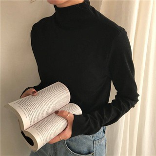 shirts baju t shirt perempuan Half turtleneck solid color shirts baju t shirt perempuan Half turtleneck solid color