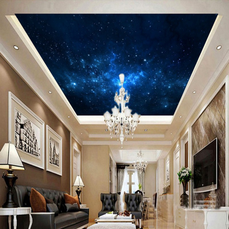 Space Starry Night Sky Ceiling 3d Wallpaper Living Room Restaurant