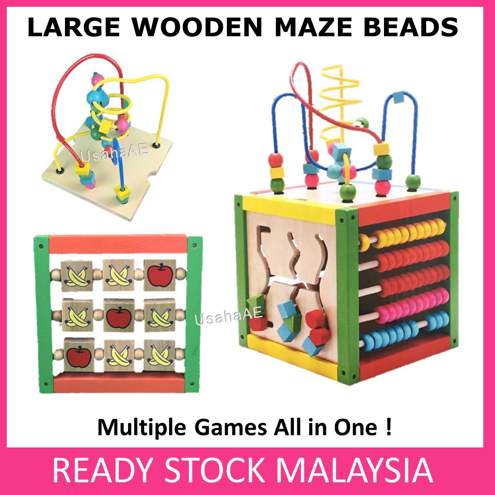 large wooden bead maze