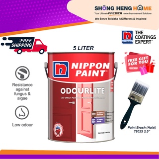 5L - Nippon Paint Odourlite Gloss Finish For Metal & Wood - WHITE ...