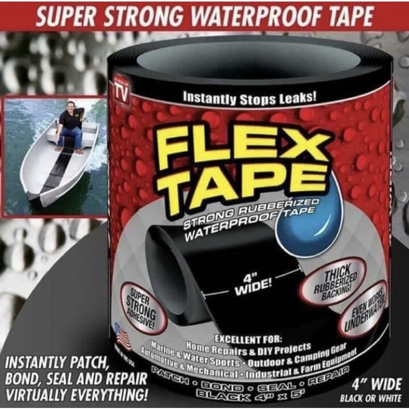(ORIGINAL) Flex Tape 4" Wide Seal Stop Leaks Tape (BLACK) Shopee Malaysia