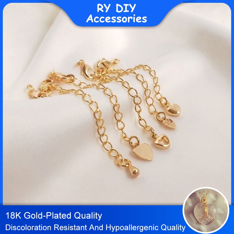 18K Copper Gold Plated Lobster Clasp Extnsion Chain, Bracelet Necklace Extend Tail Chain DIY Accessory Material