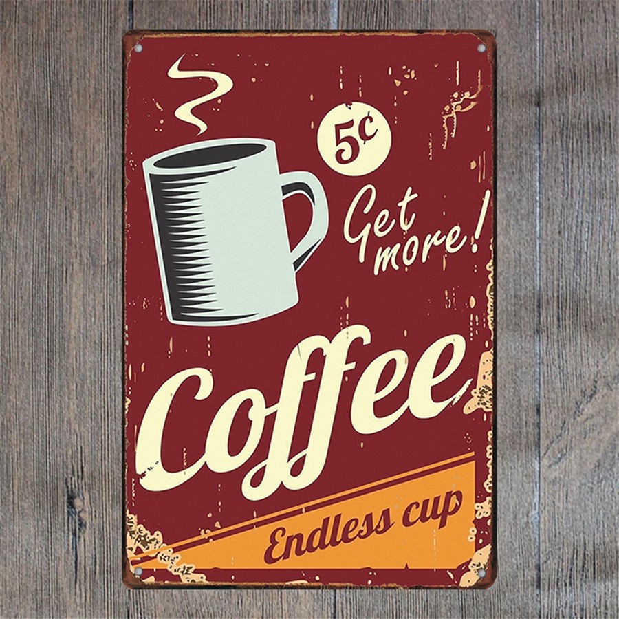 Cafe Wall Decor Coffee Metal Sign Cake Shop Restaurant Vintage