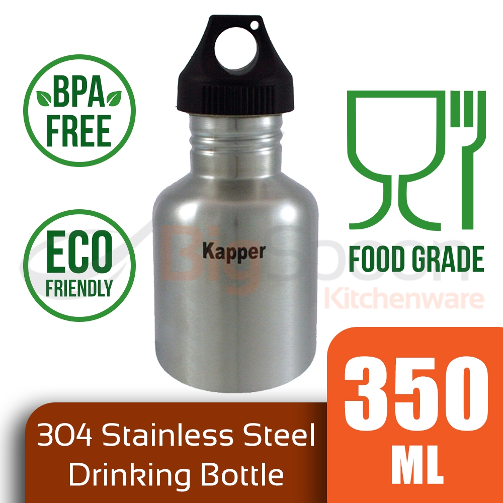 BIGSPOON KAPPER 304 Stainless Steel 350ml Drinking Bottle BPA Free Solid Food Grade Mineral Water Bottle Eco-Friendly