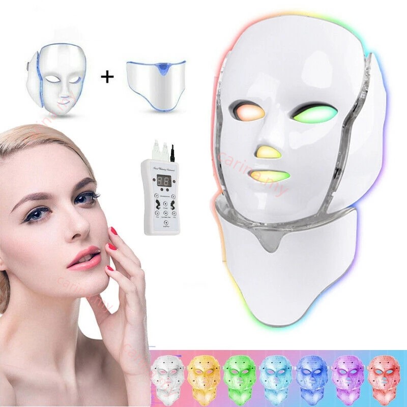 💯Best!! 7 Colors LED Light Photon Face Neck Mask Rejuvenation Skin ...