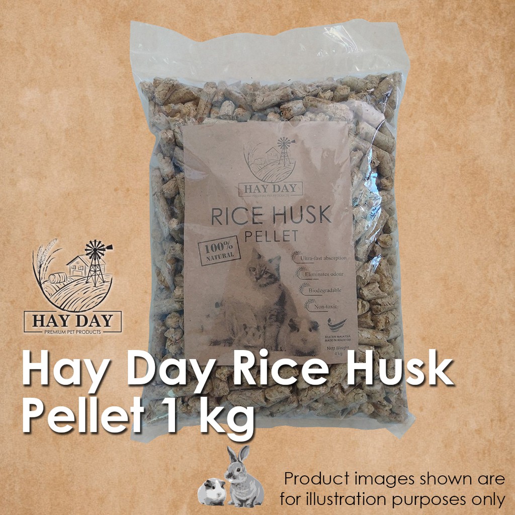 Hay Day Premium Rice Husk Pellet (1 kg) Pet Litter / Bedding for Cats