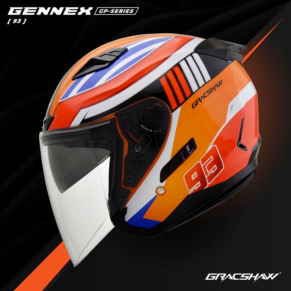 GRACSHAW GENNEX G535 MOTOR GP SERIES HELMET DOUBLE VISOR HELMET 93 MARC MARQUEZ LIMITED EDITION
