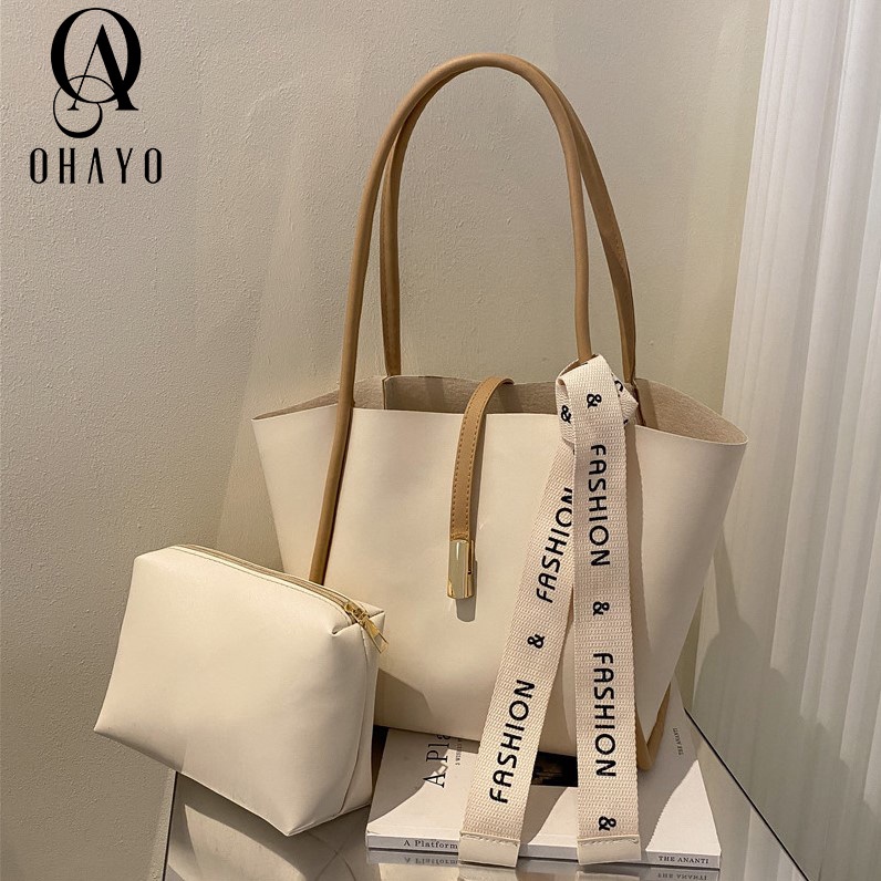 OHAYO Fashion Women Korean Style Shoulder Tote Bag Set 2 in 1 Shopee