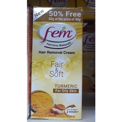 Fem Fairness Naturals Turmeric 60g Hair Removal Cream Fair and Soft  Readystock | Shopee Malaysia