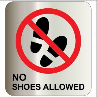 No Shoes Allowed Silver Brushed Sign Sticker 105x115mm We Accept Custom Make Shopee Malaysia